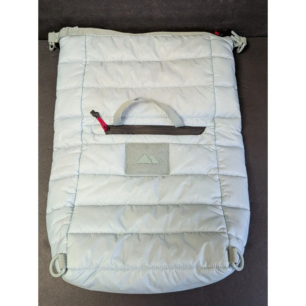 Monti Coolers Puffer Backpack Insulated Cooler Bag Light Blue Grey Quilted